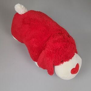 Red Plush Dog Pillow Pet with Heart Accent
